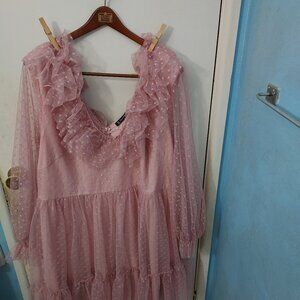 Womens, Simplee Plus, Mini Short Dress, Pink, 4XL